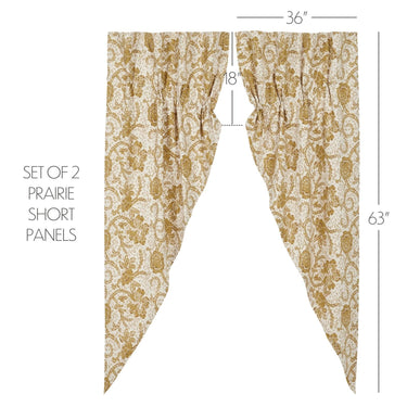 Dorset Gold Floral Prairie Short Panel Set of 2 63x36x18 VHC Brands - The Fox Decor